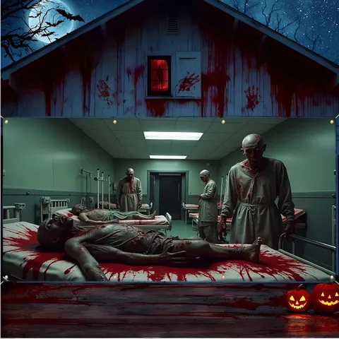 Scary Clown Halloween Garage Door Banner Cover Outdoor Horror Zombie Backdrop Waterproof Polyester Festive Party Decor
