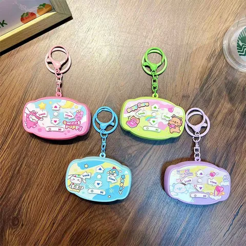 Mini Dancing Game Machine Keychain Stress Relief Electronic Toy Cartoon Capybara Puppy Backpack Pendant Handheld Game Console Gift