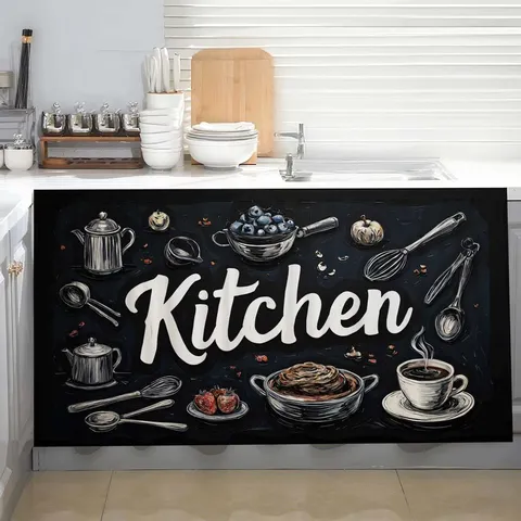 Rideau de Meuble de Cuisine Dessin Animé en Tissu Polyester Écran de Confidentialité Décoratif pour Lavabo de Salle de Bain Occultant