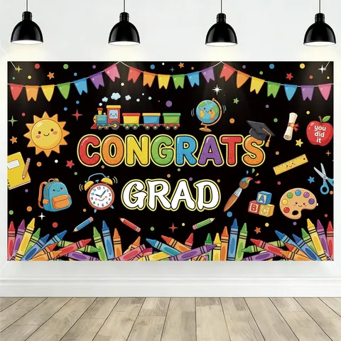 Abschluss Fotografie Hintergrund Für Kinder Schule Klassenzimmer Party Zubehör Polyester Glückwunsch Grad Foto Hintergrund Wandbehang Banner Dekor