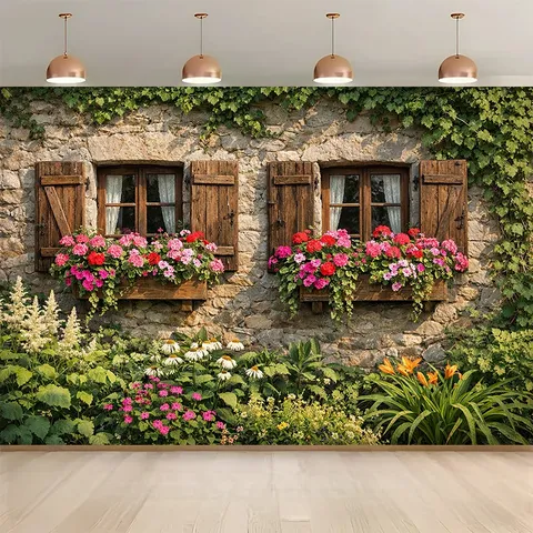Sfondo Paesaggio Piante Verdi Naturali Tema Foresta Festa Fotografia Sfondo Tessuto Poliestere Stampa HD Arazzo Decorazione Parete