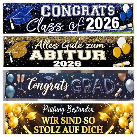 Herzlichen Glückwunsch Zum Abschluss Party Banner Klasse Von 2026 Polyester Hof Schild Hintergrund Deko Akademische Zeremonie Hängende Flagge