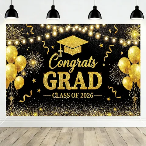 Graduation Party Backdrop Congrats Grad Congratulations Banner Photography Background Decoration For School Ceremony Party Backdrop Cloth