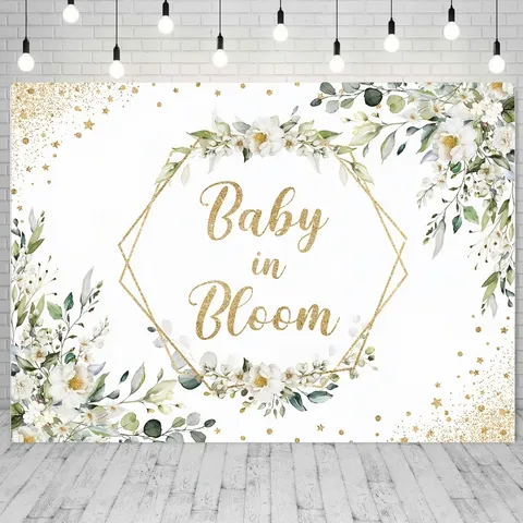 Wildflower Baby In Bloom Backdrop For Baby Shower Floral Photography Background Polyester Wall Hanging Party Decorations
