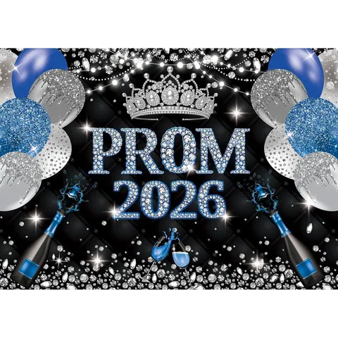 Φόντο Φωτογραφίας PROM 2026 Πολυεστέρας Μαύρο Χρυσό Διαμάντι Διακόσμηση Πάρτι Αποφοίτησης Πανό Τάξη του 2026 Εορταστικό Πανί Φόντου