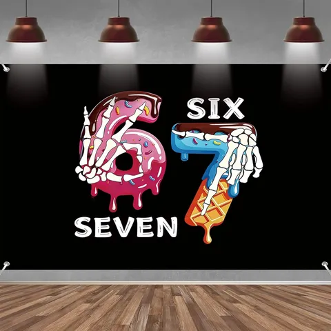 67e Verjaardag Decoratie Banner Grappige Graffiti Stijl Polyester Achtergrond Tapijt Veelkleurige Wandkleed Voor Feest