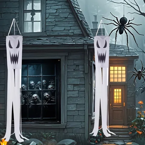 Halloween Windsock Flag Outdoor Hanging Decoration Scary Ghost Pumpkin Frankenstein Windsock Decor For Garden Yard Party Decoration