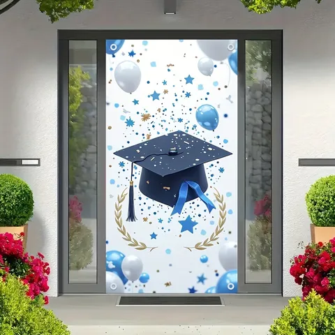 Polyester Graduation Season Porch Banner Decoration Graduation Cap Printed Festive Door Banner Party Decor For Home School