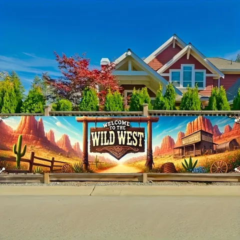 Vintage Western Cowboy Thema Banner Willkommen Im Wilden Westen Outdoor Party Banner Hof Dekoration Polyester Fahne Schild