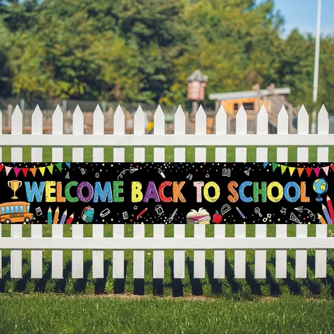 Willkommen Zurück In Der Schule Banner Polyester Großes Gartenschild Schulfest Dekoration Campus Garten Hintergrund Banner