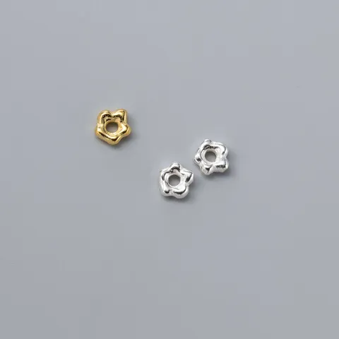 Cuentas Espaciadoras de Flor de Plata de Ley 925 Daisy Spacer Cuenta Suelta para Creación de Joyería DIY Pulsera Collar
