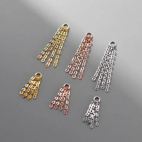 Pendente a Catena con Nappa in Argento Sterling 925 Galvanizzato Charm Accessori per Orecchini Fai da Te Catena a Croce Lucida da Donna