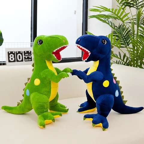 Creativo Grande Tirannosauro Rex Giocattolo di Peluche Morbido Peluche a Pelo Lungo Dinosauro Animale di Peluche Cuscino Verde Blu Dino Bambola Per Bambini Regalo Compleanno