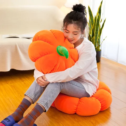 Cute Pumpkin Plush Toy Halloween Throw Pillow Soft Stuffed Vegetable Doll Home Decor Party Festive Gift