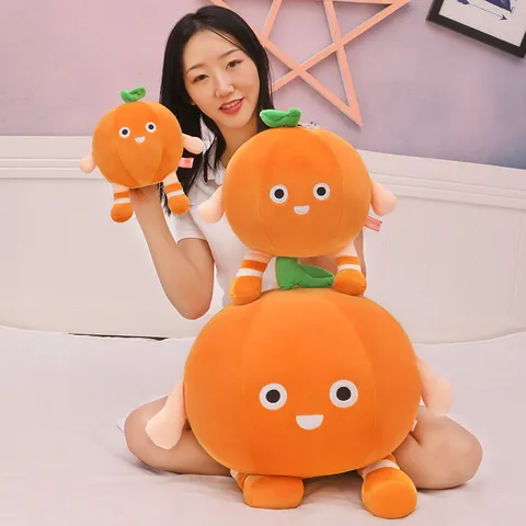 Soft Orange Fruit Plush Toy Cartoon Round Citrus Throw Pillow Decorative Bed Cushion Comfortable Stuffed Toy For Home Bedroom Gift