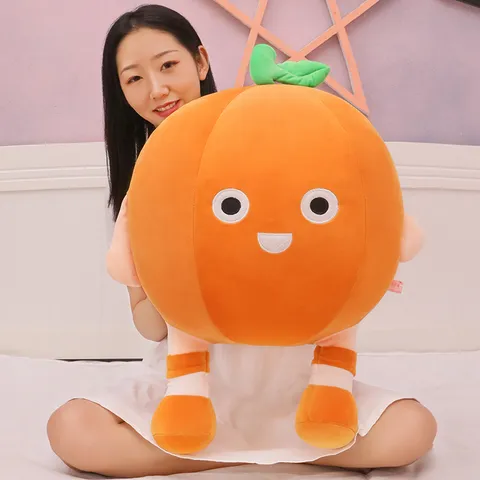 Soft Orange Fruit Plush Toy Cartoon Round Citrus Throw Pillow Decorative Bed Cushion Comfortable Stuffed Toy For Home Bedroom Gift