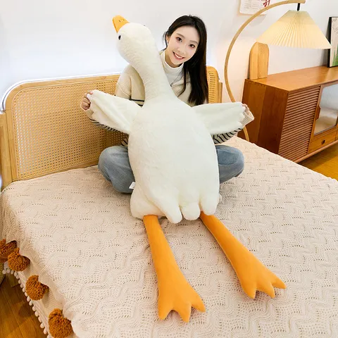 Grande Peluche a Forma di Oca Bianca Cuscino per il Corpo a Collo Lungo Morbido Animale di Peluche Cuscino per Dormire per Donna Ragazza Decorazione Camera da Letto Regalo