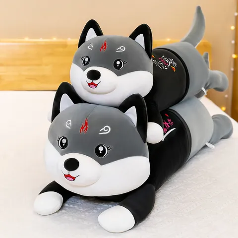Cute Long Husky Plush Pillow Soft Stuffed Animal Body Pillow For Sleeping Kawaii Dog Doll Gift For Kids Women Decoration