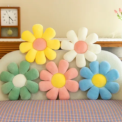 Sunflower Daisy Plush Seat Cushion Soft Corduroy Flower Petal Floor Pillow Decorative Throw Pillow For Office Chair Home Decor
