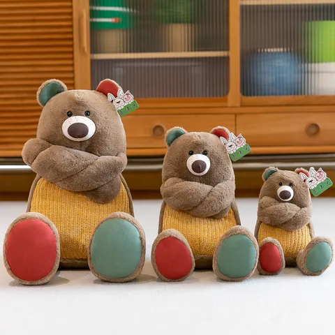 Jungle Three Brothers Forest Animal Plush Toy Soft Stuffed Bear Rabbit Fox Doll Patchwork Design Sleep Pillow For Kids Gift