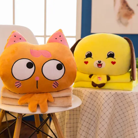 Mehrzweck Cartoon Tier Plüschkissen Und Decke Handwärmer Weiche Flanell Reise Nickerchen Decke Dekorative Dekokissen Für Büro Zuhause Auto Geschenk