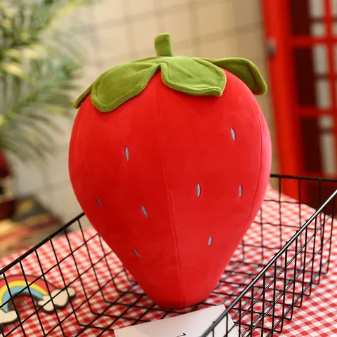 Cute Large Strawberry Plush Toy Soft Fruit Stuffed Animal Cushion Kawaii Red Pink Pillow For Girls Kids Home Decor Birthday Gift