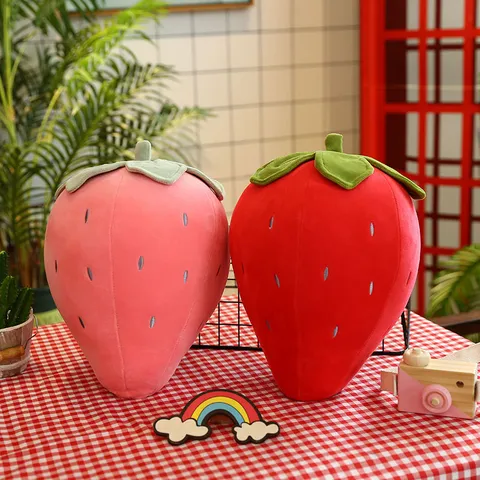 Cute Large Strawberry Plush Toy Soft Fruit Stuffed Animal Cushion Kawaii Red Pink Pillow For Girls Kids Home Decor Birthday Gift