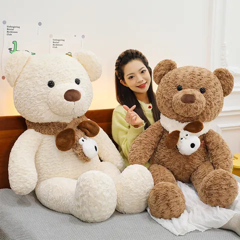 Simpatico Orsetto di Peluche Animale di Peluche Cuscino Cuscino Con Sciarpa Felpa con Cappuccio Abbigliamento Casa Camera da Letto Decorazione Regalo di Compleanno Per Bambini Fidanzata