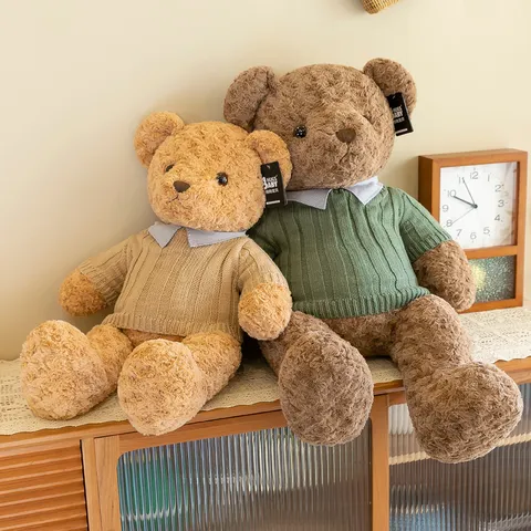 Teddybär Plüschtier Stofftier Mit Strickpullover Weiche Kissenpuppe Für Kinder Mädchen Geburtstagsgeschenk Wohndekor