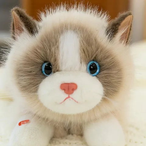 Realistic Ragdoll Cat Plush Toy Meow Sounding Animal Stuffed Doll For Kids Birthday Gift Home Decor Comforting Kitten Toy