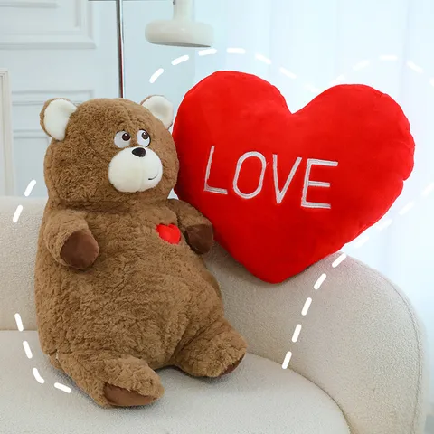 Valentine Day Love Transforming Bear Plush Toy Teddy Bear Red Heart Pillow Gift For Girls Women Cute Soft Stuffed Animal Home Decor