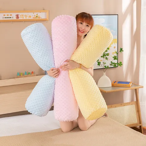 Soft Minky Dot Long Bolster Pillow Plush Removable Cover Body Pillow Sleeping Leg Pillow Bedside Support Cushion For Men Women
