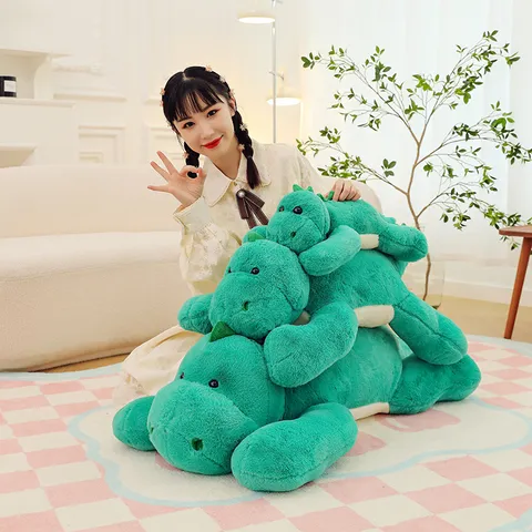 Grande Dinosauro di Peluche Verde Morbido Cuscino Dinosauro Lunga Bambola Animale di Peluche Per Bambini Divano Arredamento Soggiorno Regalo