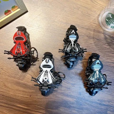 Cool Pull-Back Motorcycle Model Keychain Plastic Simulation Motorbike Key Ring For Men Boys Gift Backpack Pendant Motorbike Toy
