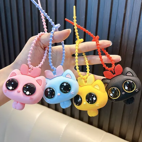 Χαριτωμένο Μπρελόκ Squishy Γάτα με Προεξέχοντα Μάτια Αστείο Παιχνίδι Ανακούφισης από το Στρες PVC Καρτούν Δώρο Τσάντας