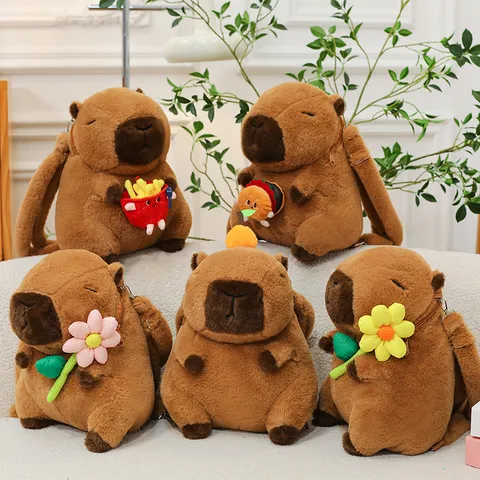 Cute Capybara Plush Backpack Cartoon Animal Stuffed Toy Shoulder Bag For Kids Gifts Casual Storage School Rucksack