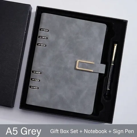 A5 Loose-leaf Notebook Business Stationery With 6-Hole Metal Binder PU Leather Cover Buckle Journal Planner For Office School