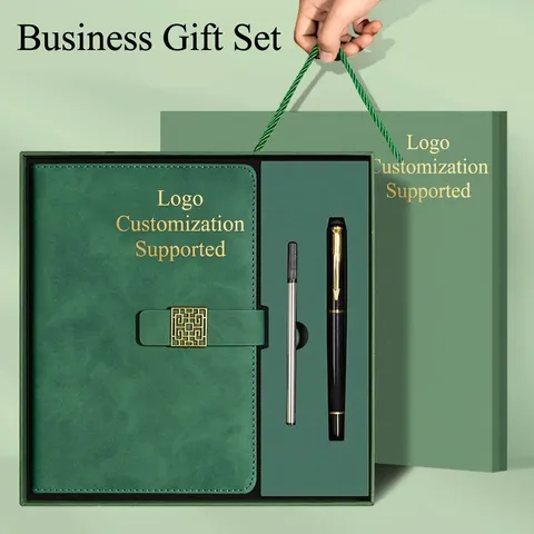 A5 PU Lederen Notitieboekje Professioneel Zakelijke Bijeenkomst Journal Met Metalen Handtekening Pen High-End Kantoor Briefpapier Cadeauverpakking En Tas