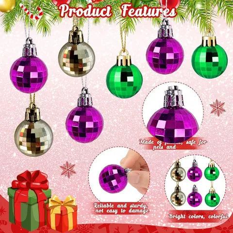 Multicolor Mirror Disco Balls Set Plastic Electroplated Hanging Ornaments For Carnival Christmas Tree Party Home Decoration