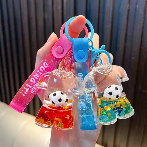 Kreatives Fußballtrikot Flüssig Schlüsselanhänger Weltmeisterschaft Sport Treibsand Flasche Schlüsselring Süß Cartoon Tasche Anhänger Für Fußballfans Geschenk
