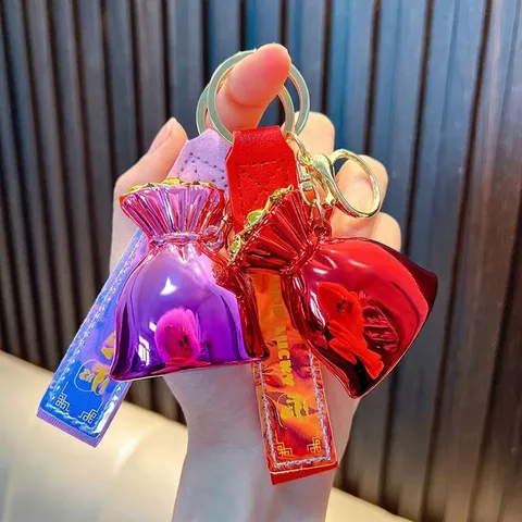 2026 Colorful Lucky Bag Keychain Money Bag Car Key Chain Pendant Chinese Style Acrylic Fortune Keychain Gift For Women Men
