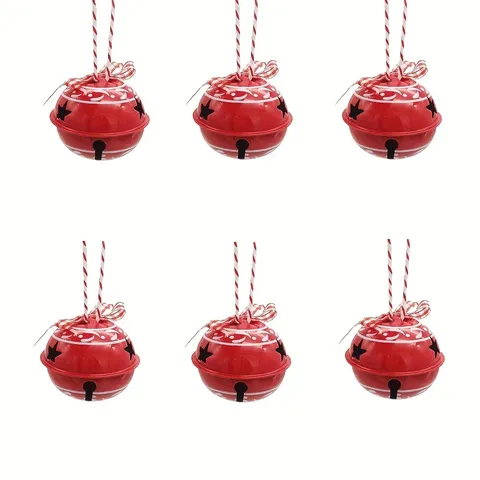 Weihnachtsbaum Glocke Hängeanhänger Metall Stern Schneeflocke Glocke Mit Schleife Band Für Feiertag Party Heimdekor Rot Weiß