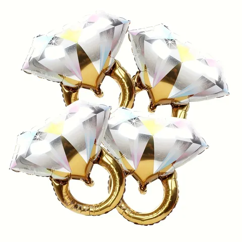 Globo de Papel de Aluminio con Forma de Anillo de Diamante para Decoración de Fiesta de Boda Propuesta Oro Plata Brillo Metálico Suministros para Aniversario