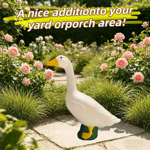 Realistic Large Porch Goose Garden Statue White Outdoor Animal Sculpture PE Plastic Ornament For Yard Patio Decoration