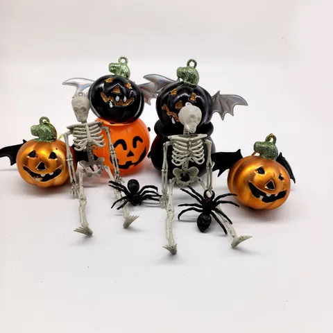Halloween Horror Skelett Totenkopf Spinne Fledermaus Kürbis Anhänger Hexe Eimer Set Für Festival Party Spukhaus Dekoration Ornamente