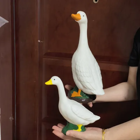 Simulation Weiße Gans Garten Statue Outdoor Hof Veranda Dekor PP Kunststoff Realistische Gans Figur Tier Skulptur Ornament