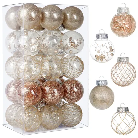 Palline di Natale Trasparenti Infrangibili in Plastica Palle Decorative da Appendere per l'Albero di Natale per Casa e Feste