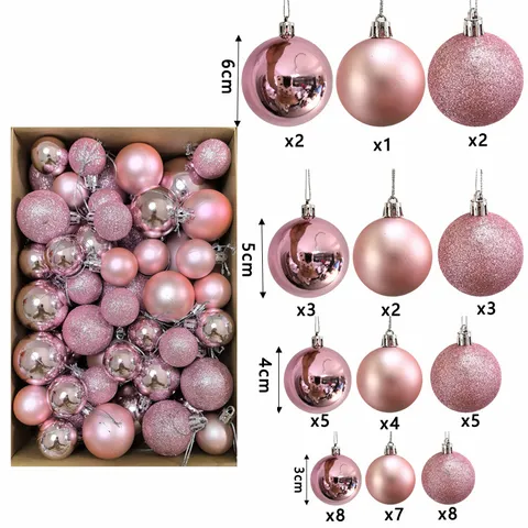 Multicolor Plastic Christmas Tree Decoration Balls Electroplated Shiny Matte Glitter Ornaments For Holiday Home Decor