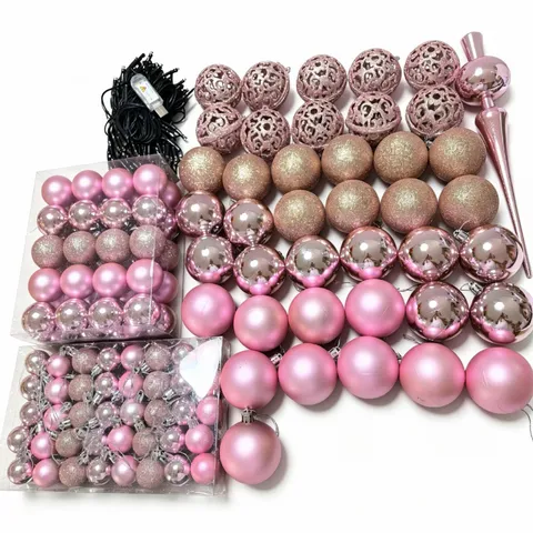 Shatterproof Plastic Christmas Ball Ornaments Set With LED String Lights Tree Topper For Holiday Tree Party Home Decoration