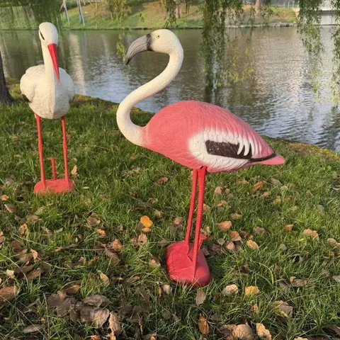 Realistic PE Plastic Flamingo and Stork Garden Statues Outdoor Yard Park Landscape Wedding Lawn Art Ornaments